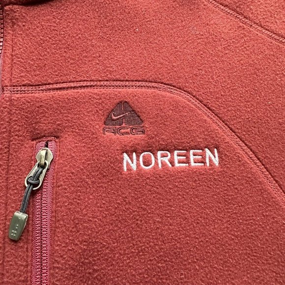 Nike ACG Sweater Womens Large Embordered Noreen Full Zip Mock Neck Fleece Maroon - Picture 7 of 14